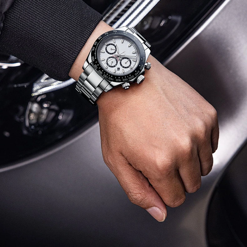 Vdear Chronograph Three Eye Dial Watches Fashionable Simple Luminous Hands With Date Quartz Luxury Wristwatch 1