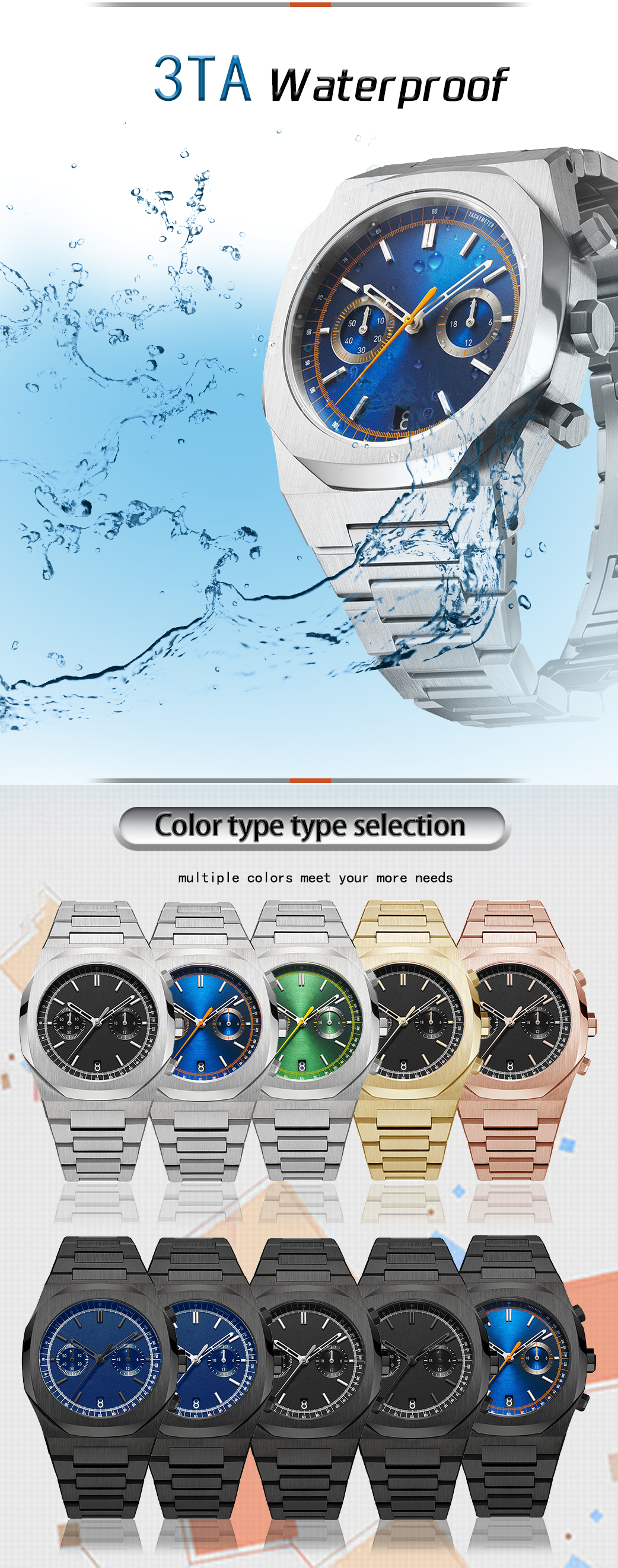 VDEAR - Oem Odm Reloj Acero Inoxidable Chronograph Watch Steel Waterproof Watched Men Customized Wrist Watches New Arrival 11