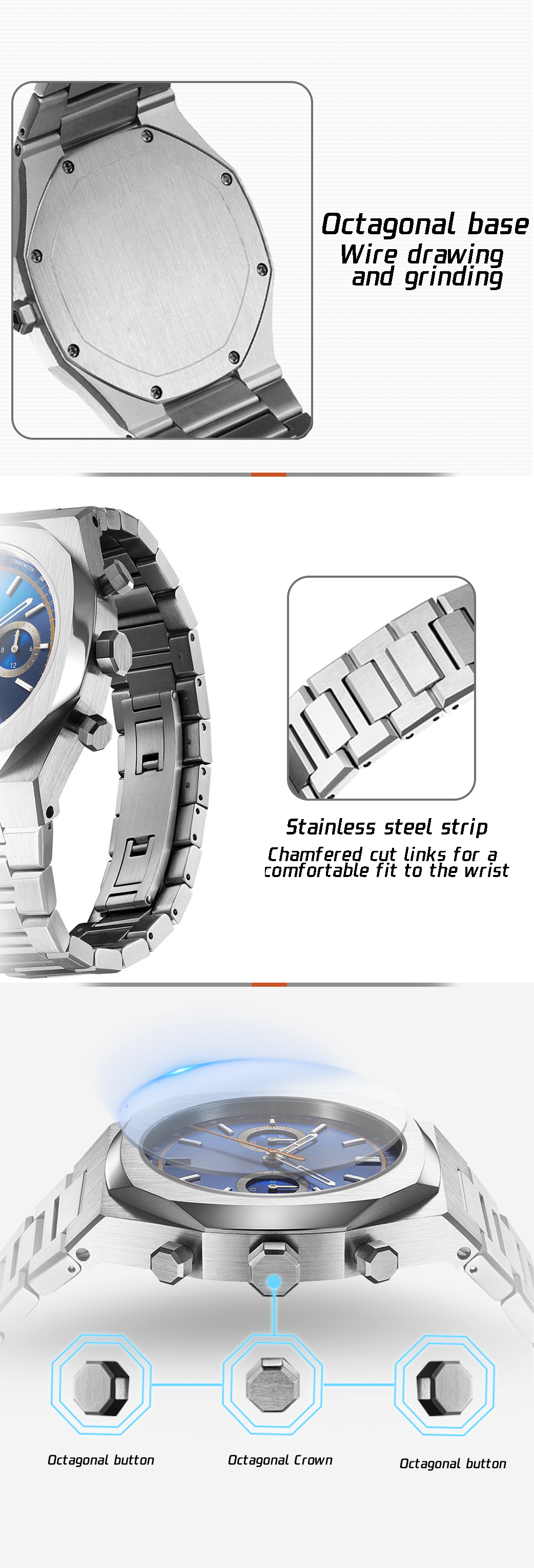 VDEAR - Oem Odm Reloj Acero Inoxidable Chronograph Watch Steel Waterproof Watched Men Customized Wrist Watches New Arrival 10