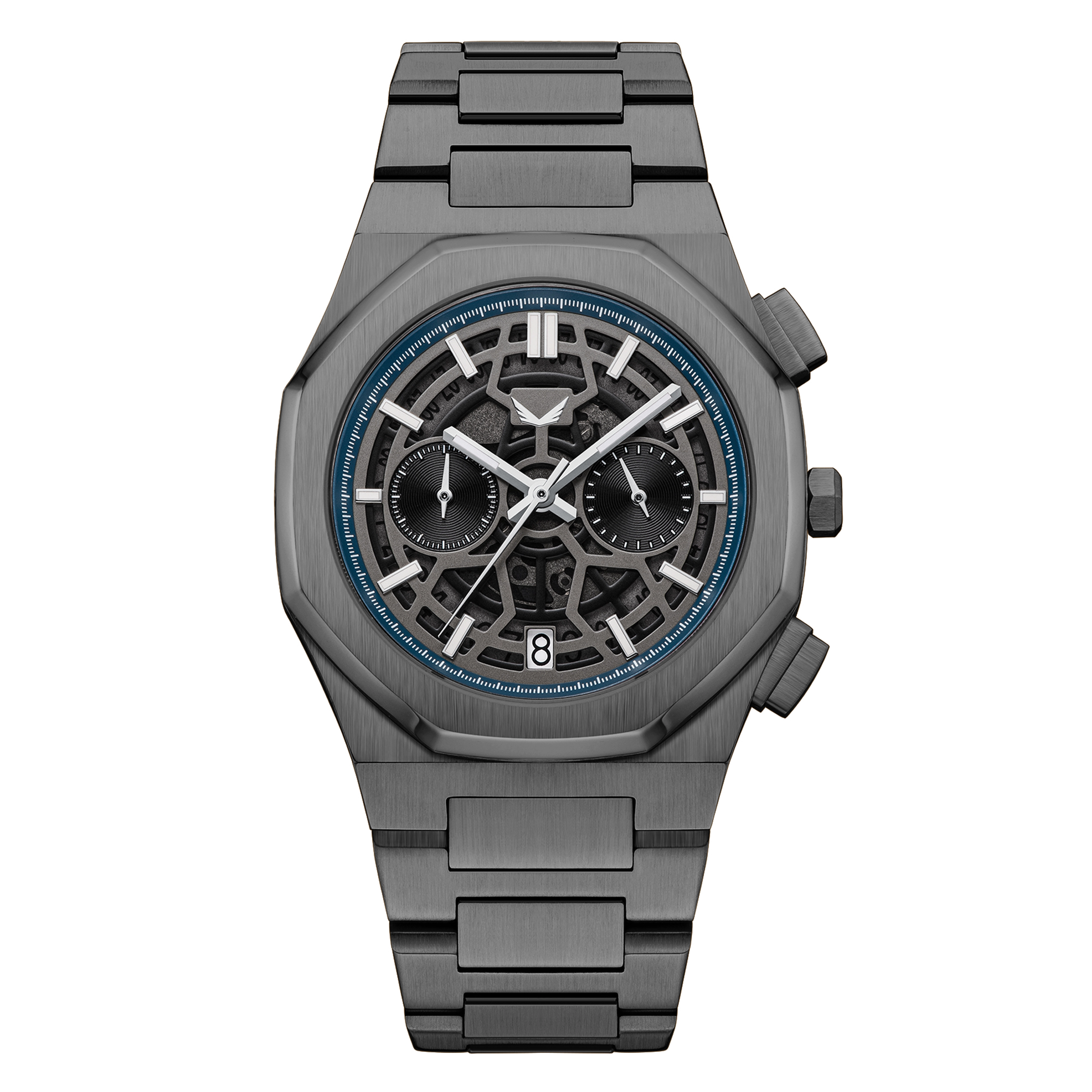 Vdear Hollow Out Dial Small Three Needle Watch Vintage Commerce High Quality Luminous Calendar Chronograph Watch 1