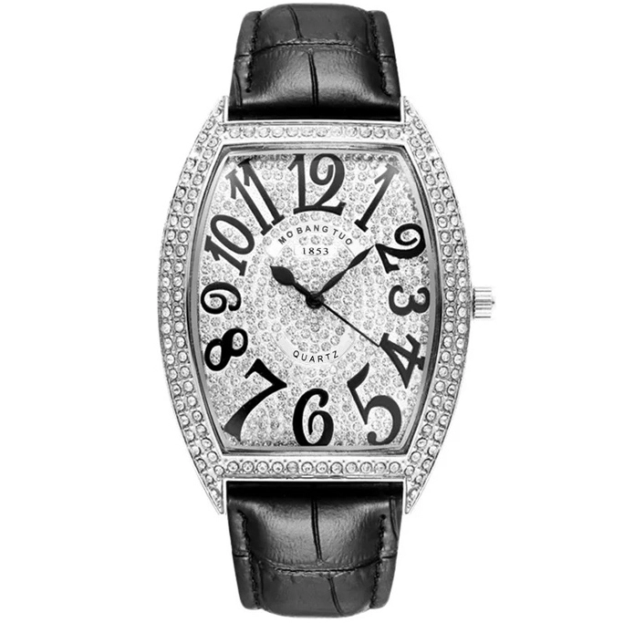 VDEAR – Personalisierte Damenuhr mit arabischem Zifferblatt, Diamanten, Moissanit, Luxusarmbanduhr und Lederarmband 1