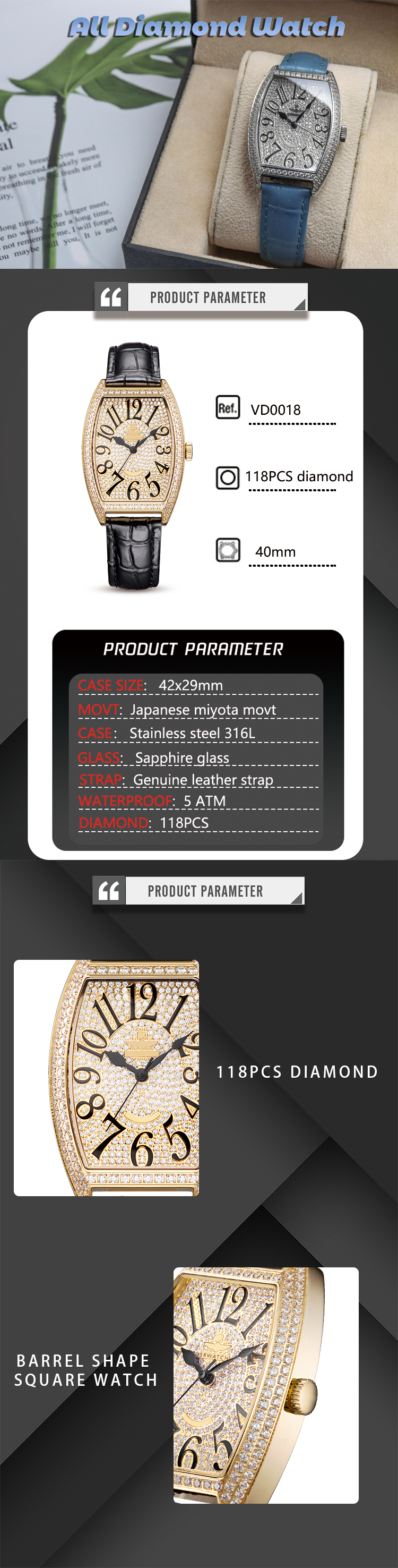 VDEAR - VDEAR Watches Manufacturer OEM All Diamond Face High Quality Luxury Watch Women Diamond Watch Custom Lady Watch 9