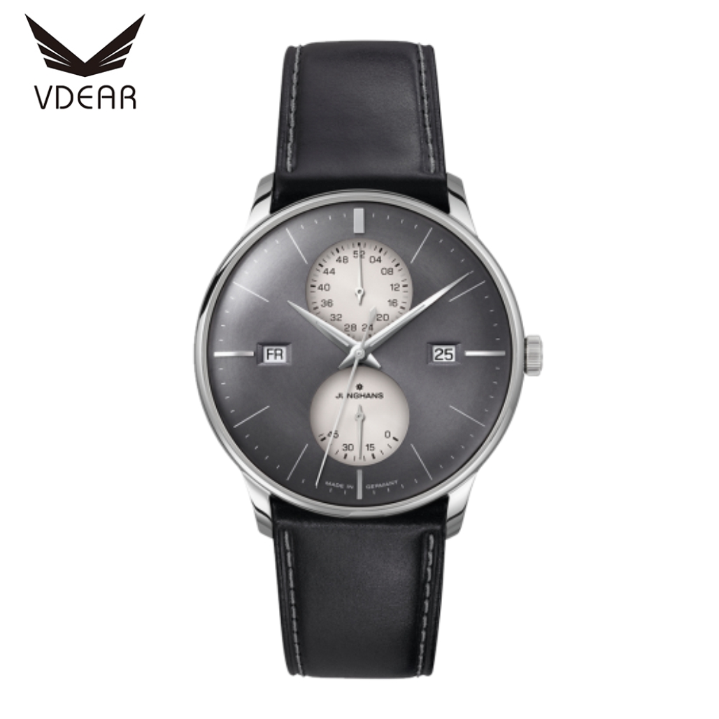 Vdear Chronograph Quartz Watch Leather Strap Minimalist Round Dial With Calendar Watches Manufacturer 8