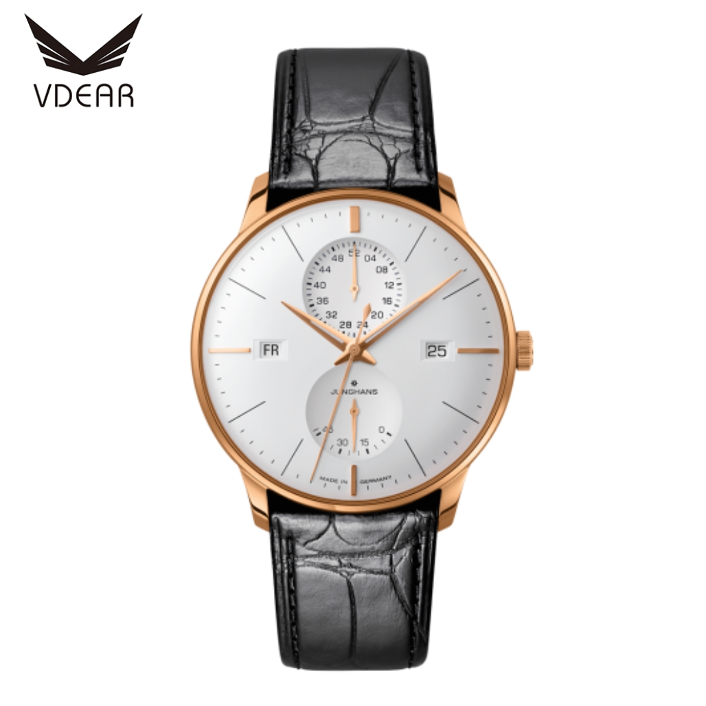 Vdear Chronograph Quartz Watch Leather Strap Minimalist Round Dial With Calendar Watches Manufacturer 6