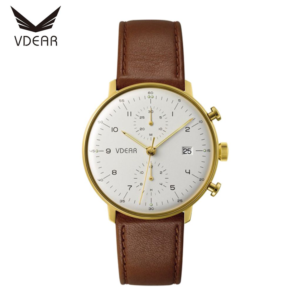Vdear Wholesale Chronograph Quartz Watches Luxury Round Dial With Luminous Pointers Calendar Watch Company 6