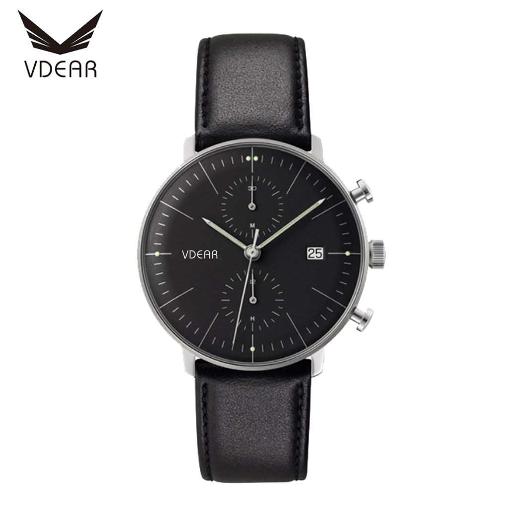 Vdear Wholesale Chronograph Quartz Watches Luxury Round Dial With Luminous Pointers Calendar Watch Company 8