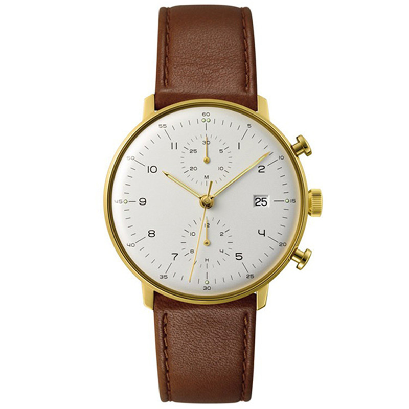 VDEAR Two Eye Chronograph Watch Belt Waterproof Simple Casual Leisure Customized Logo Men Quartz Watch 8