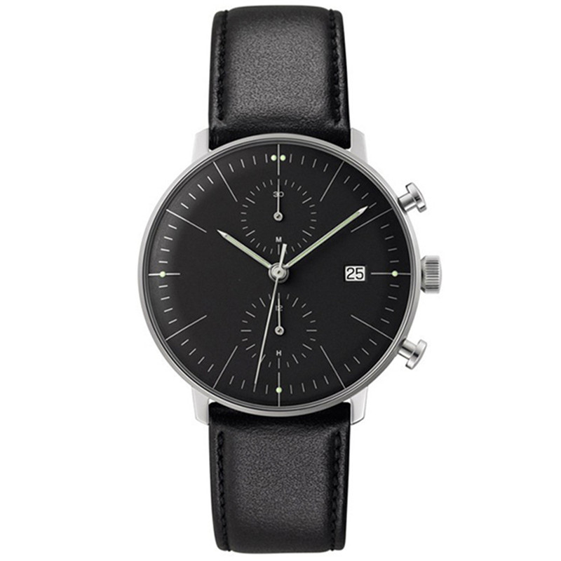 VDEAR Two Eye Chronograph Watch Belt Waterproof Simple Casual Leisure Customized Logo Men Quartz Watch 10