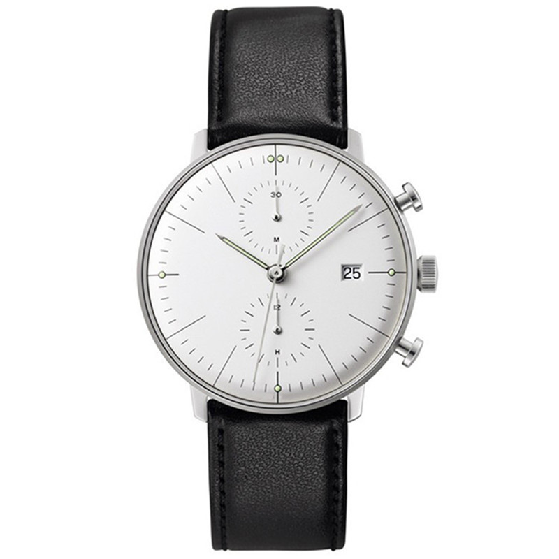 VDEAR Two Eye Chronograph Watch Belt Waterproof Simple Casual Leisure Customized Logo Men Quartz Watch 12