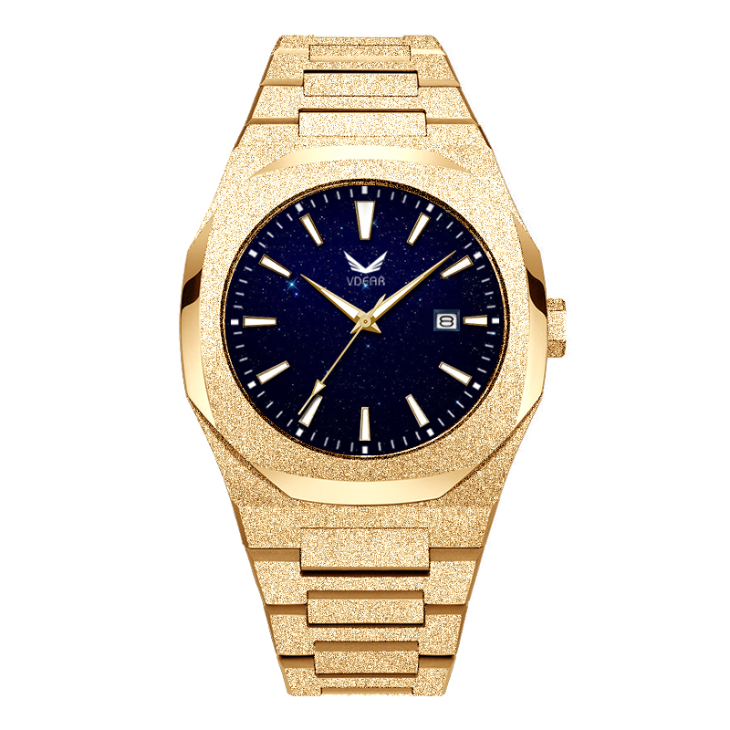 VDEAR - Frosted Starburst 4Atm Water Resistant Men Customize Watches With Quartz Movement Stainless Steel Style 11