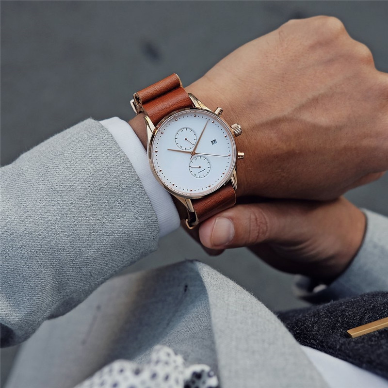 Vdear Maßgeschneiderte Chronographen-Uhren im Großhandel – Luxus-Quarzuhren im minimalistischen Stil mit Kalenderfunktion 10