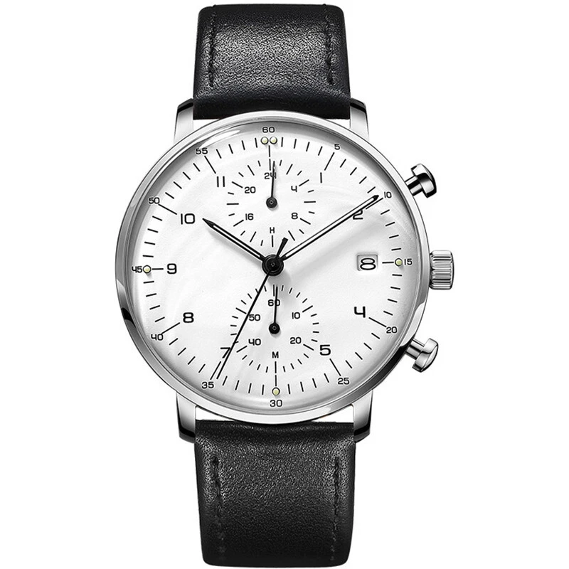 VDEAR - Hoogwaardige, eigen merk lederen chronograaf herenhorloges, luxe polshorloge met custom logo. Chronograafhorloge 1