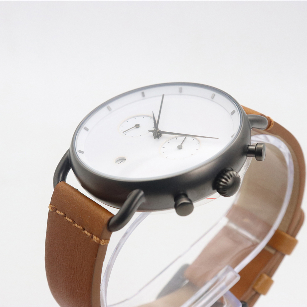 Vdear Chronograph With Two Eyes Watch Customized Brown Belt Creative Personality Calendar Quartz Watch manufacturers 12