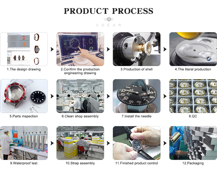 VDEAR - Best selling stainless steel back 3atm water resistant minimalist women watch Lady Quartz Watch 34