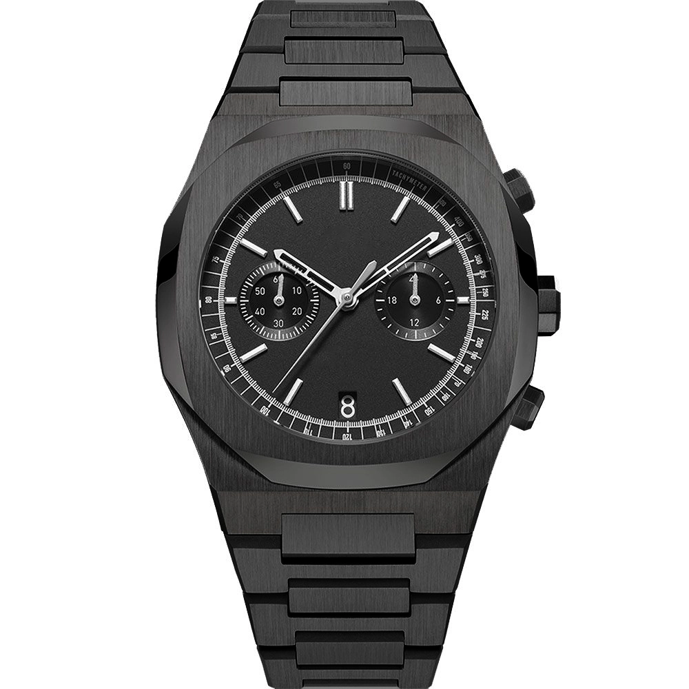 Vdear Chronograph Quartz Watches Private Label Custom Dial Reloj De Buena Calidad Two Eye Dial Octagon Watch 1