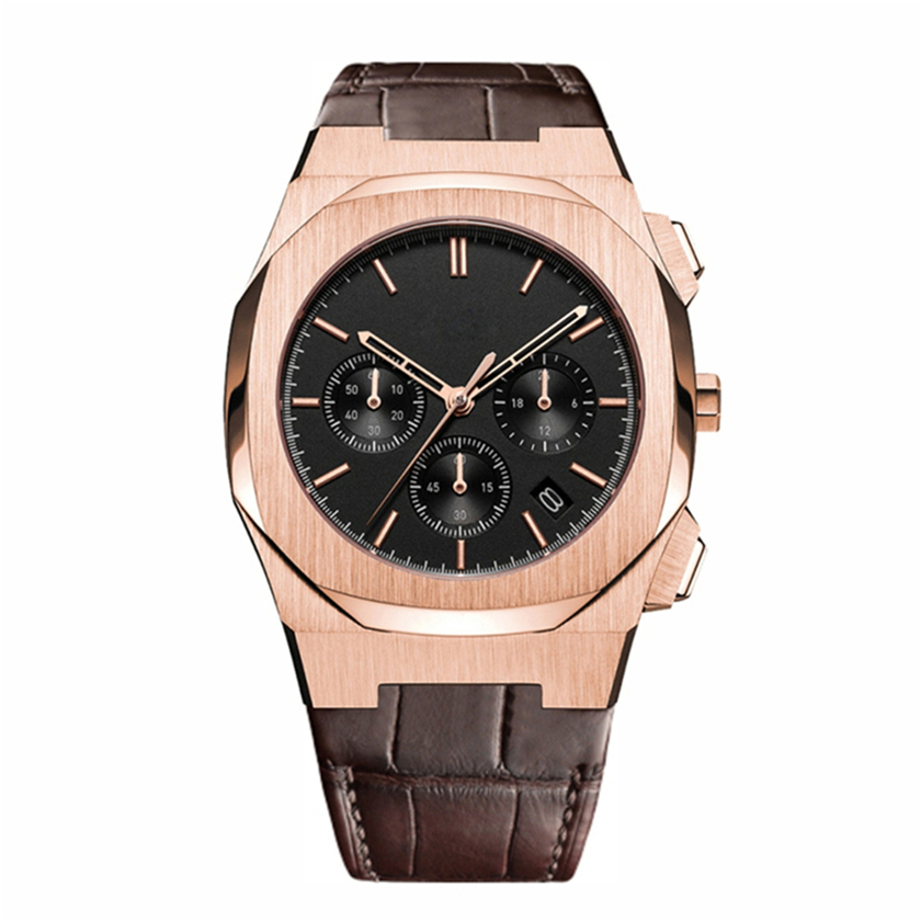 VDEAR - Vattentåliga Anpassade Märkes Datum Kronograf Läderarmband Personliga Original Begagnade Armbandsur Andra 1