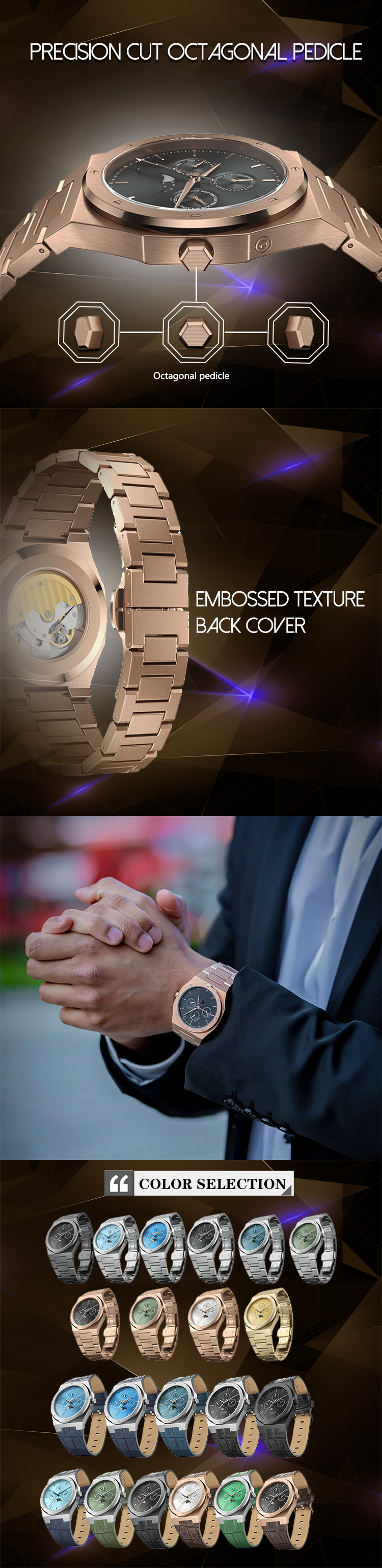 VDEAR - 2022 Stainless Steel Mechanical Movement High Quality Luxury Leather Strap Watch Men Classic Watch For Men others 10