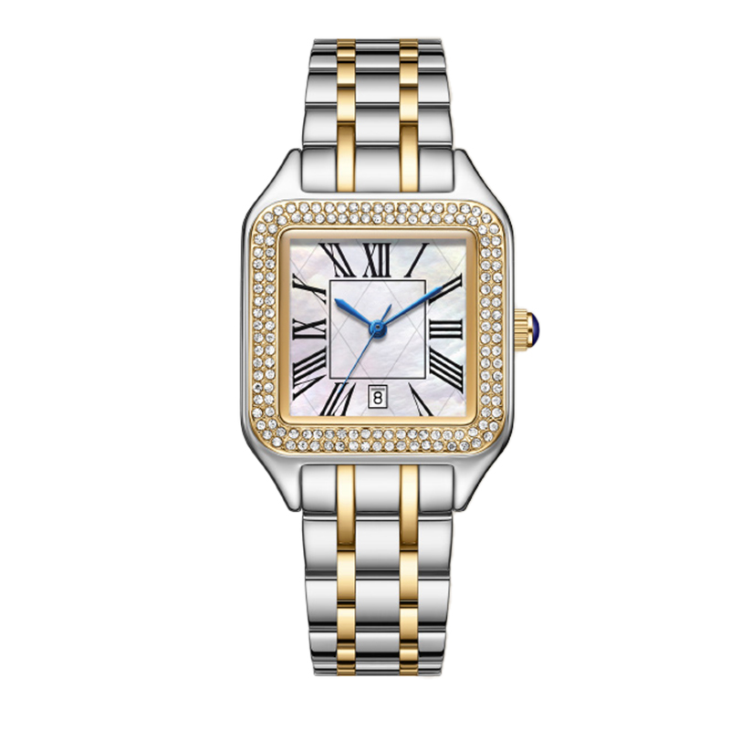 VDEAR Luxury Quartz Calendar Watch - Small Pearl Dial & Diamond Bezel 9