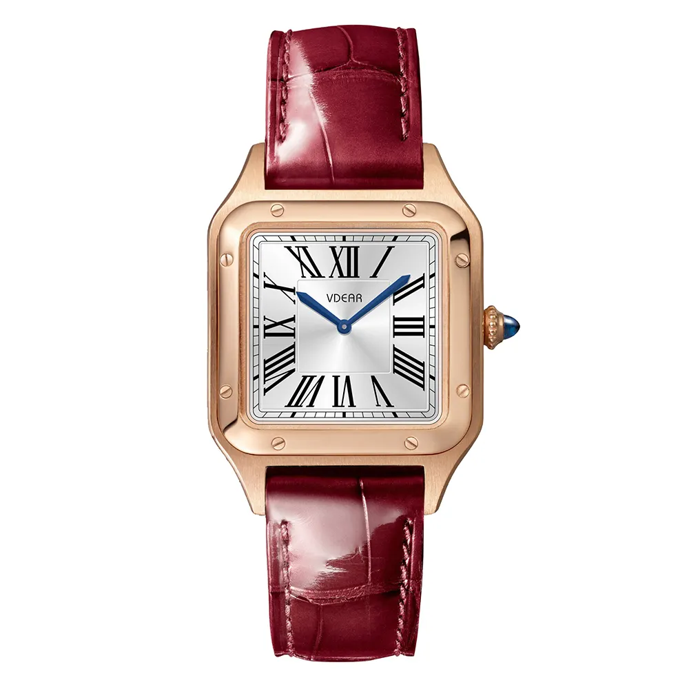 VDEAR Rose Gold Ultra Thin Sword Watch with Leather Band 2