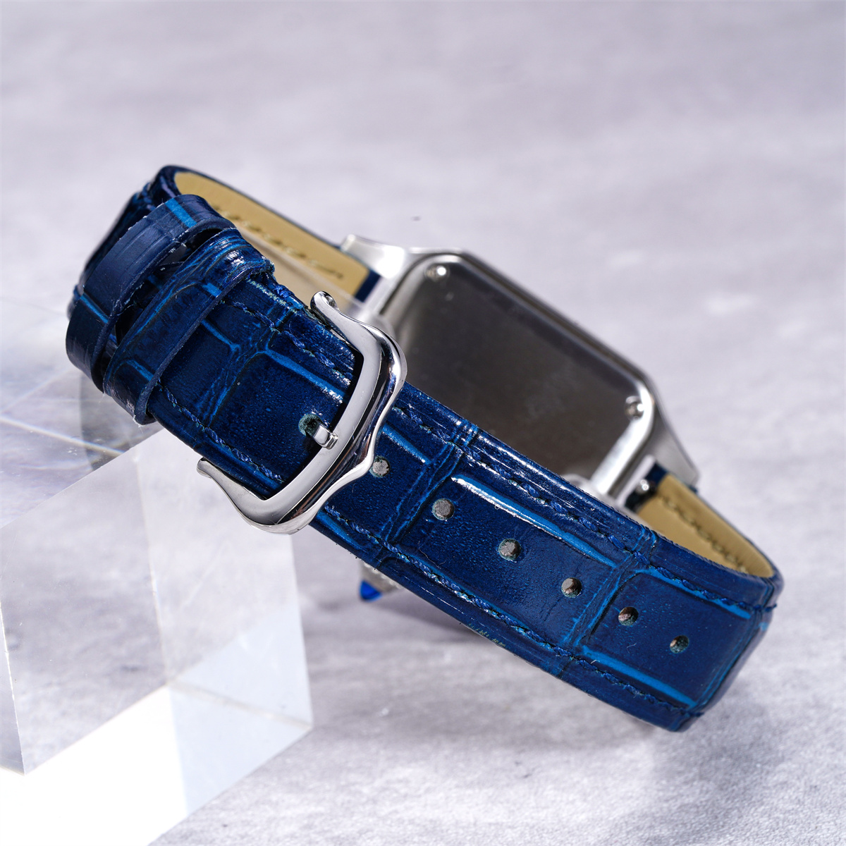 Vdear Arabic Numeral Sword Shaped Pointer Watch Lady Leather Band Square Sunray Dial 7mm Rose Gold Ultra Thin Case Watch 14