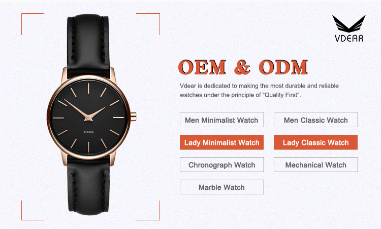 VDEAR - Vdear Schwarze japanische Miyota Quarz-Damenuhr und andere 8