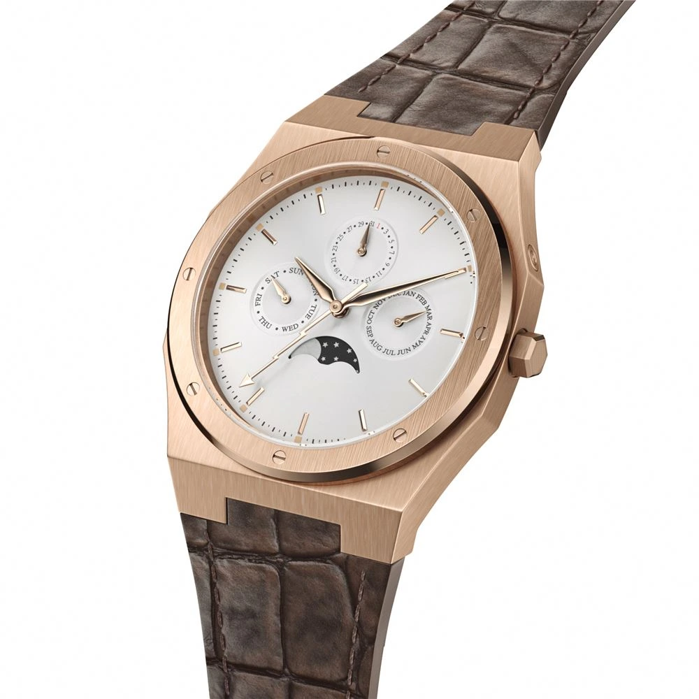 Vdear Moon Phased Chronograph Quartz Watch Classic Japan Movt Watch Sr626sw Leather Strap Watches For Men 1