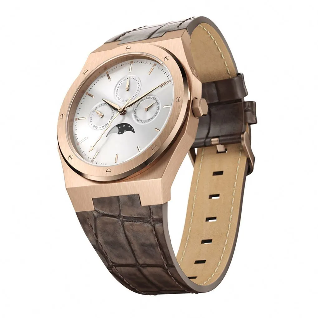 VDEAR - Orologio multifunzione di lusso in pelle con movimento al quarzo giapponese in acciaio inossidabile 316L e altri 1