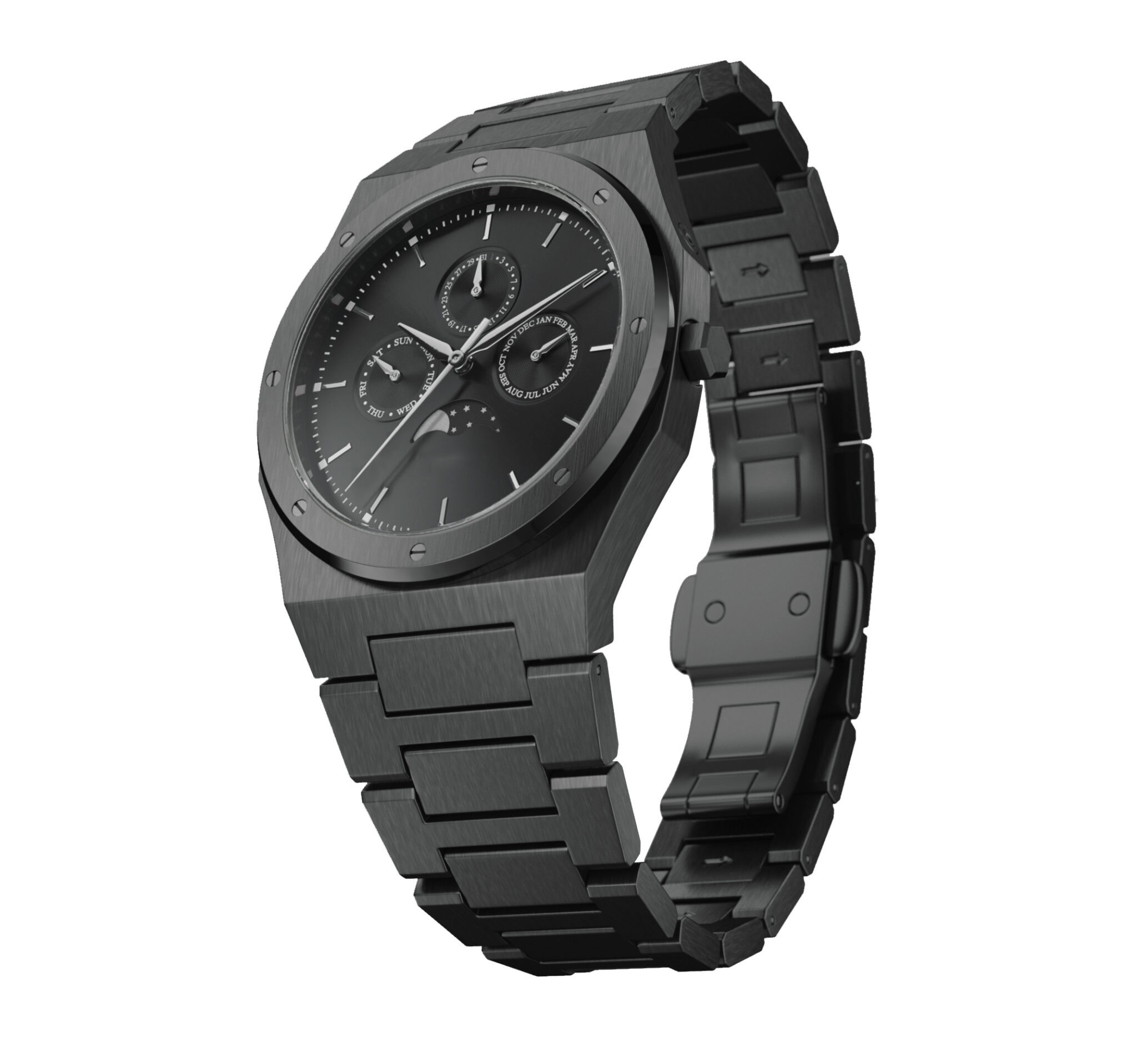 VDEAR - Newest custom chronograph watch dial 24 hours brand men quality watch gold wrist case stainless steel Chronograph Watch 12