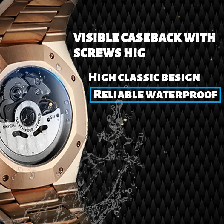 Automatic Skeleton Watch - Fashionable Design, Luminous Hands, Waterproof - VDEAR VG5037 7