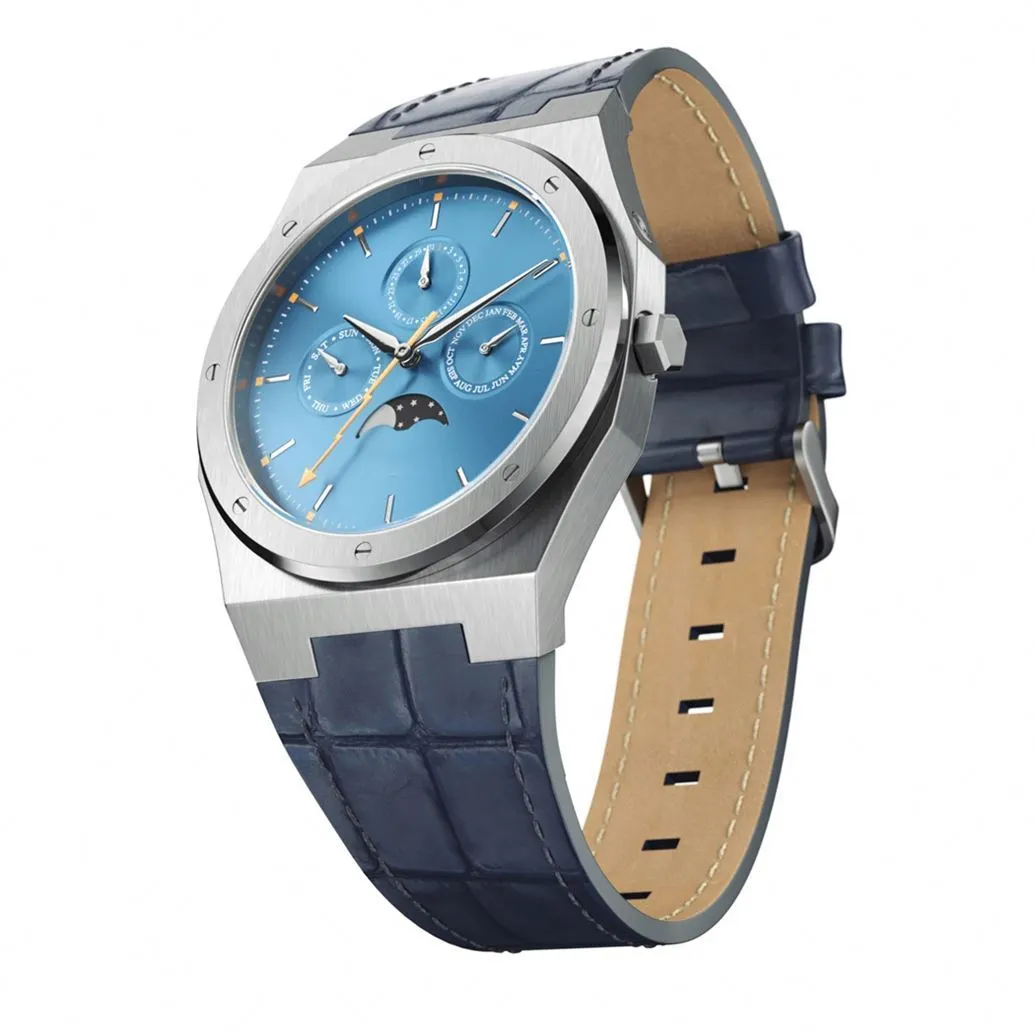 VDEAR - 2020 Best Selling 316L Stainless Steel Japan Movt Sr626sw Chronograph Moon Phased Leather Strap Men Watch others 1