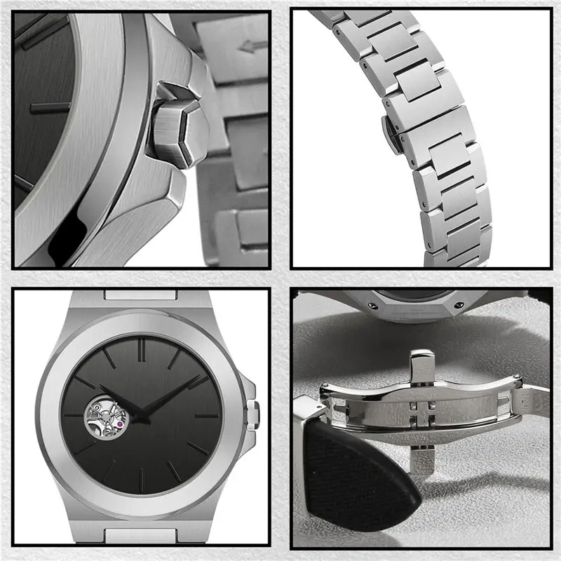 VDEAR Sport Automatic Watch - Customizable, Waterproof, Mechanical - 316 Silver Steel Strap 6