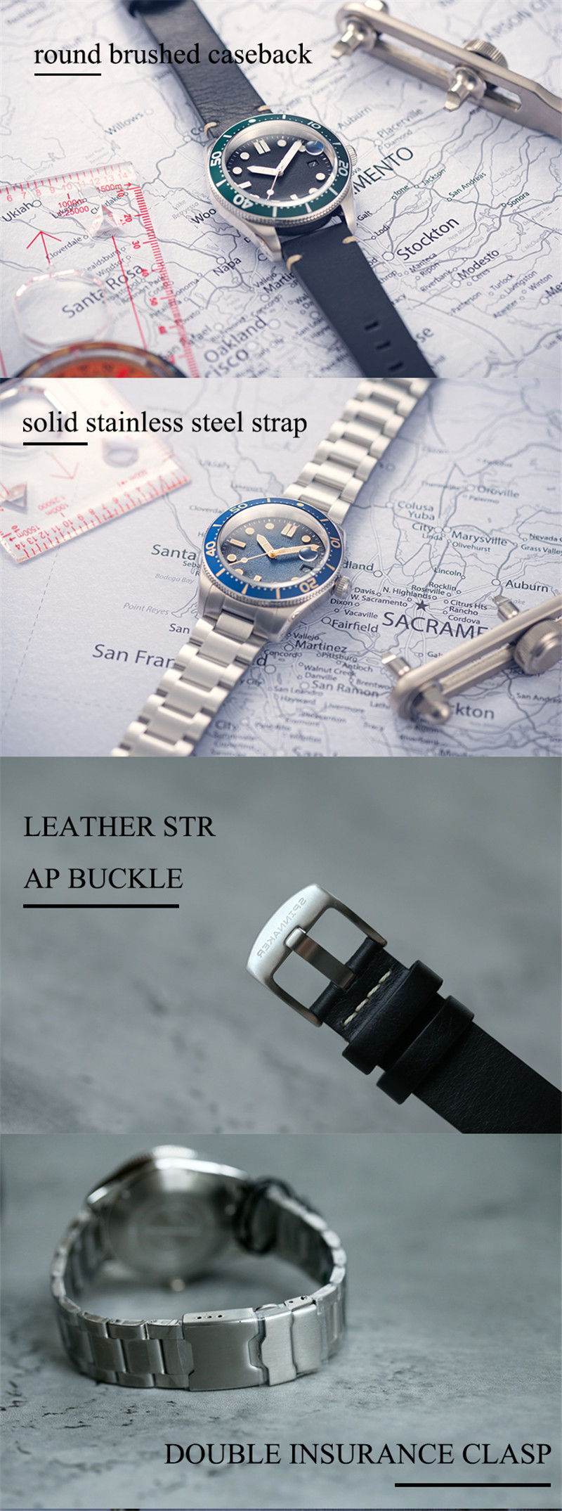 Vdear Frosted Style Face Dive Watch Red And Blue Patchwork Color Bezel Black Leather Belt Waterproof Luminous Watch 11