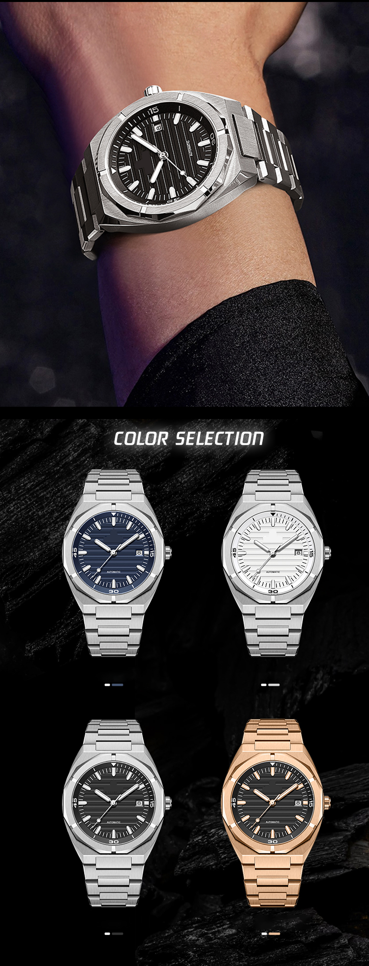 VDEAR - Reloj Stainless Steel Back Japan Movt Automatic Watches Men Luxury Brand Automatic Watches Men Wrist With Custom Logo New Arrival 12
