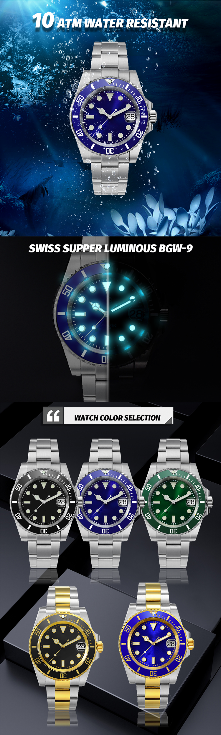 VDEAR - OEM Top Quality Sapphire Crystal 10atm Waterproof  Movement Watch For Men 10