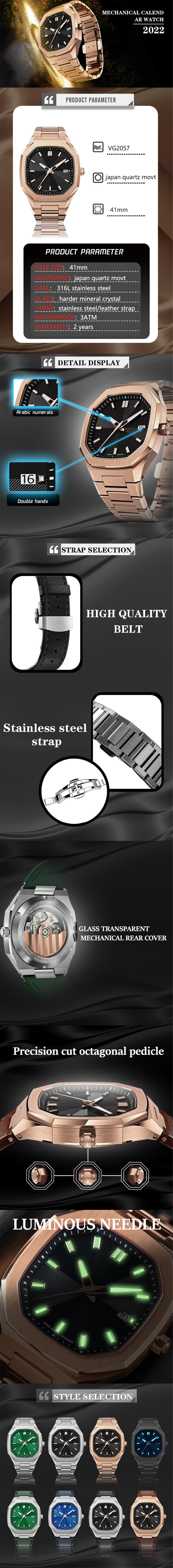 VDEAR Customizable Leather Mechanical Watch 10