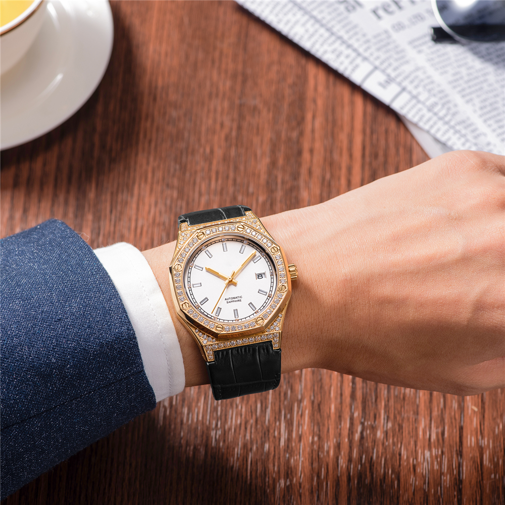 VDEAR - 316L Stainless Steel Luxury Diamond Watch Men Business Watch Automatic Movement 8215 New Arrival 10