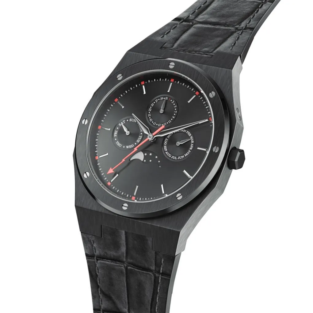 VDCAR - Outdoor-Uhr mit Edelstahlgehäuse, japanischem Uhrwerk, Chronograph und Lederarmband, individuell anpassbar 1