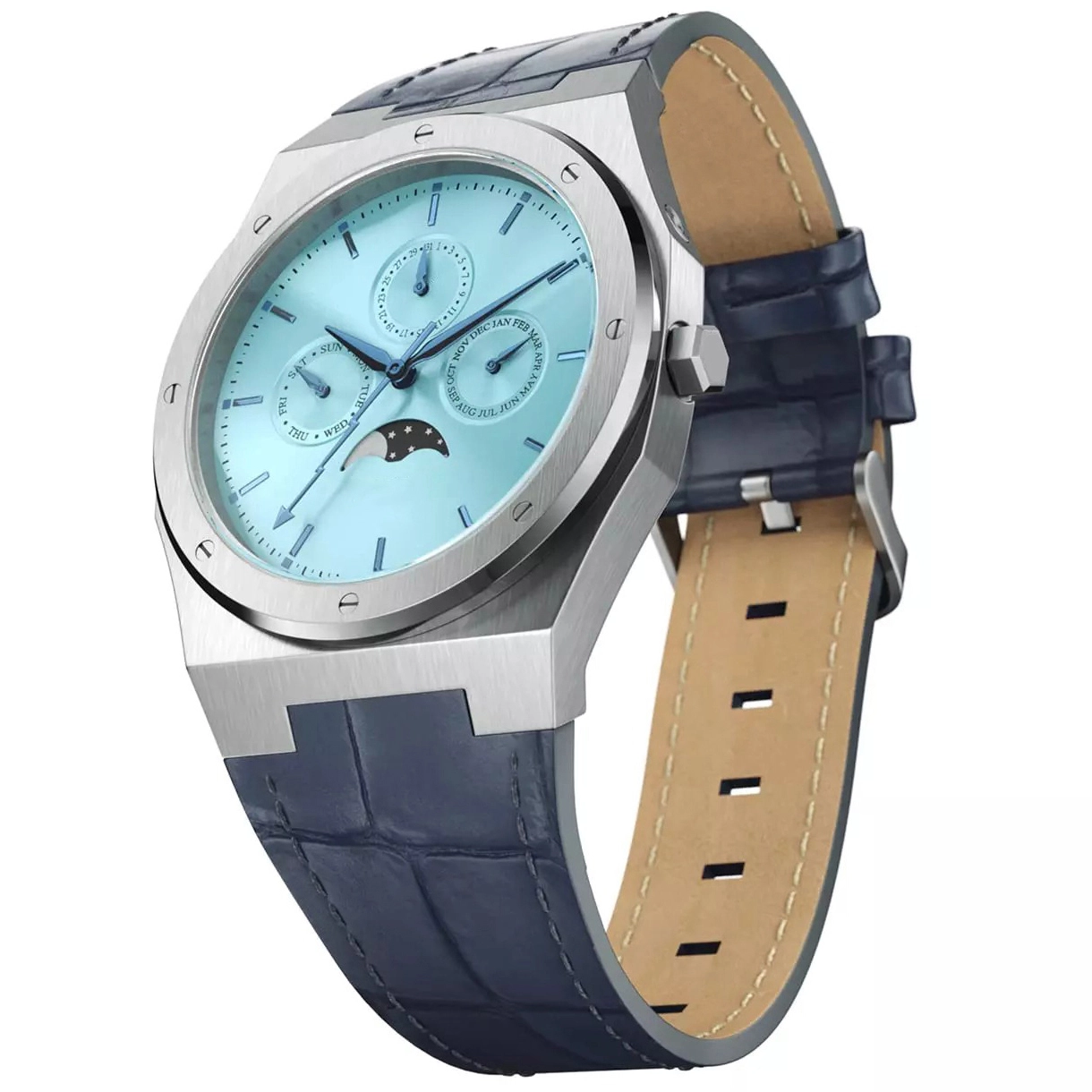 VDEAR - Custom Logo Automatic Moonphase Relojes De Cuero Private Label Watches Luxury Men Watches Leather Brands Luxury Automatic Watch For Men 1