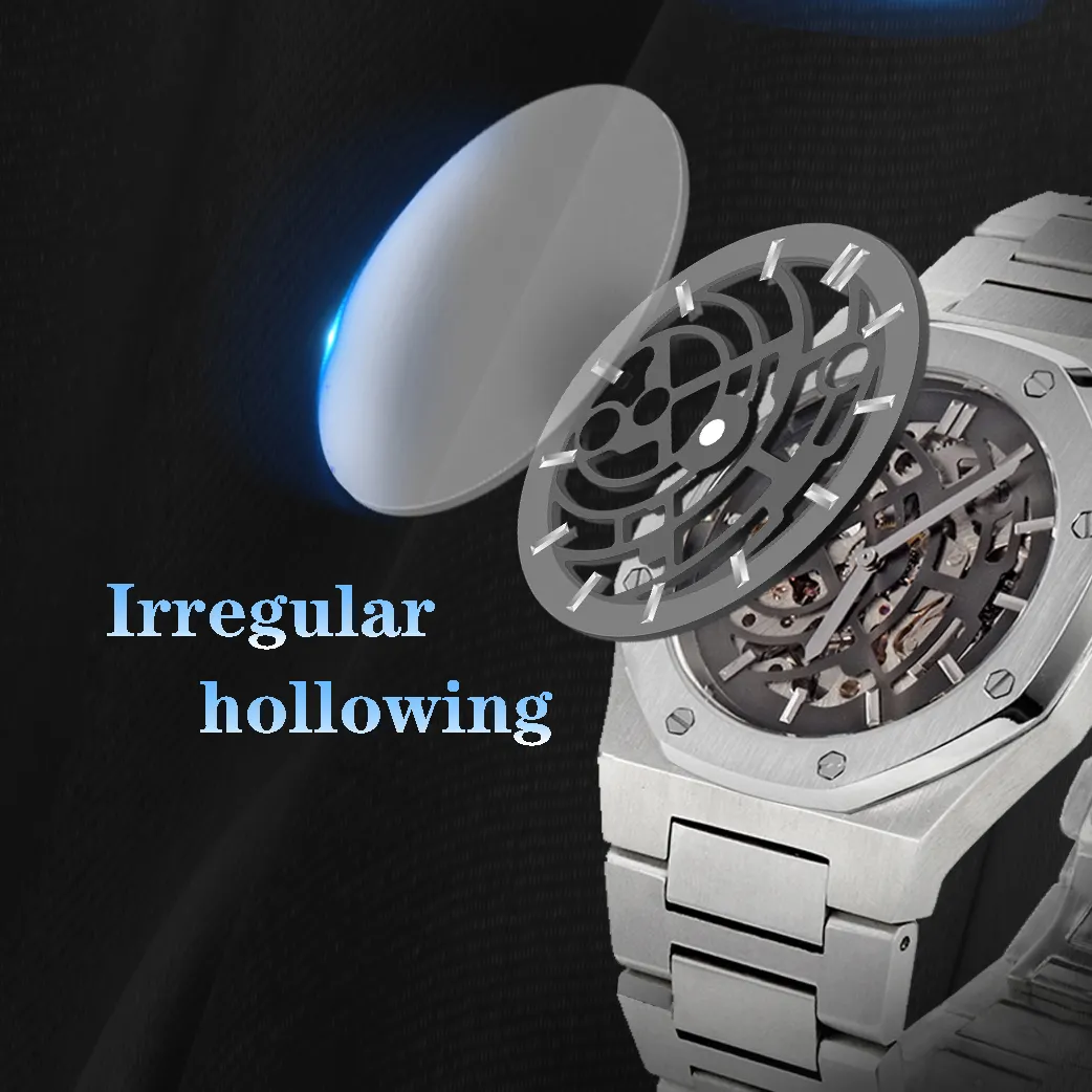 Gun Color Skeleton Mechanical Watch - VDEAR Steel Strap - Customizable Quality 3