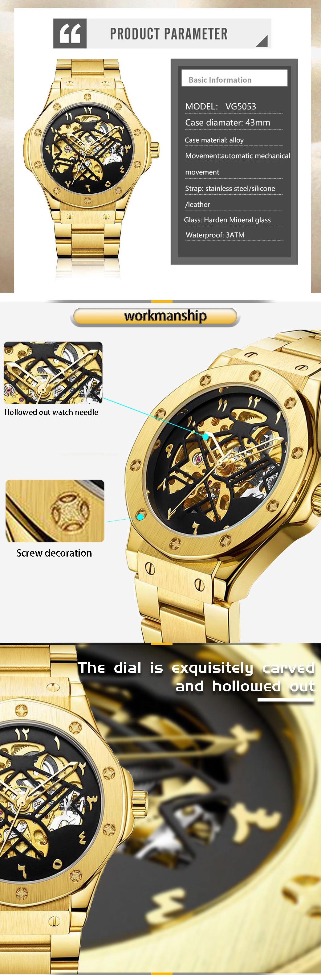 VDEAR - Vdear Oem Private Label Luminous Hands Tourbillon Automatic Skeleton Watch Automatic Watches Men Luxury Movement New Arrival 10