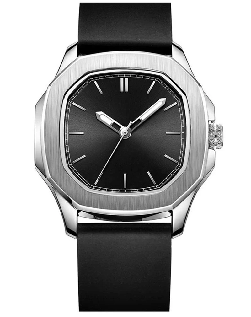 VDEAR Square Silver Case Black Watch Silicone Strap Waterproof Luminous Pointers Outdoors Custom Logo Watch 1