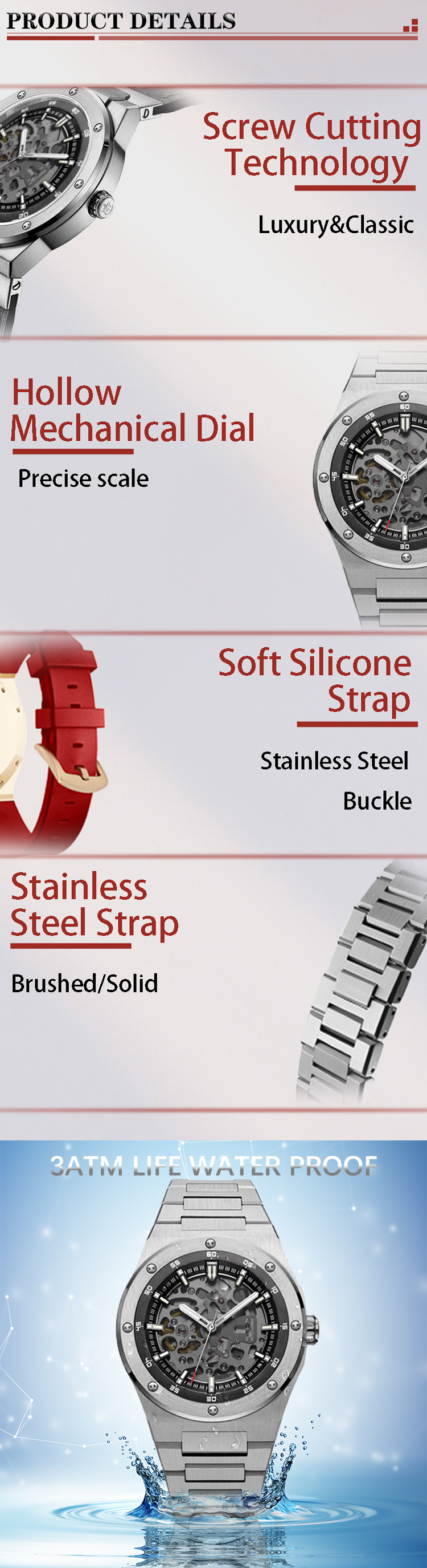 VDEAR - 3atm waterproof skeleton face mens luxury machanic automatic watch unique 2021 others 10