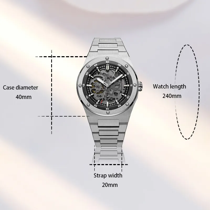 Custom Luxury Skeleton Automatic Watch for Men 7
