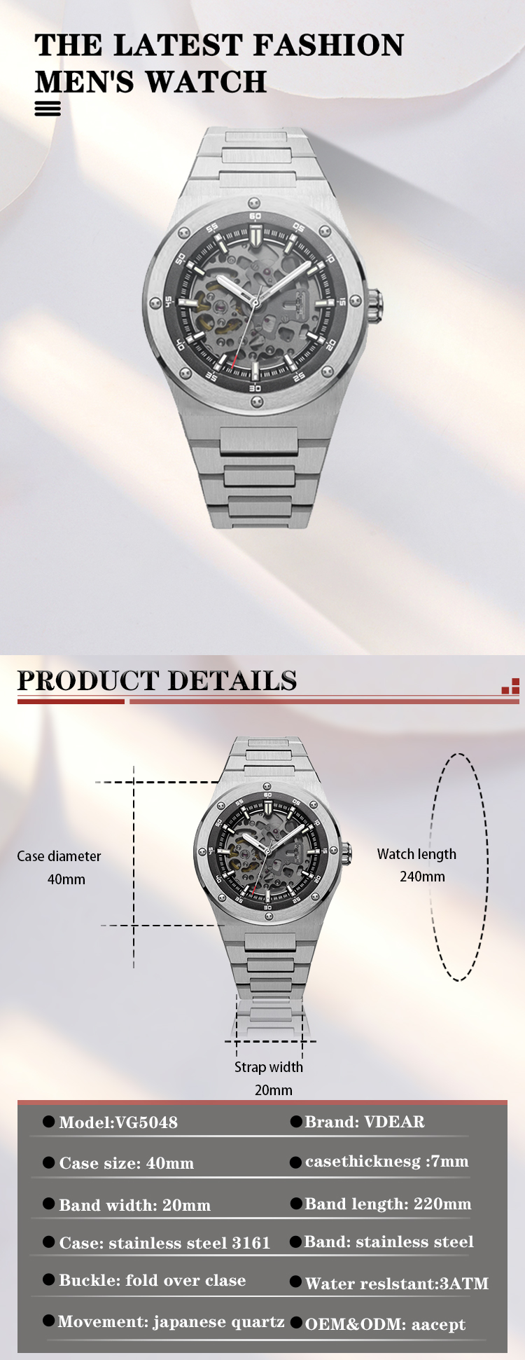 VDEAR - 3atm waterproof skeleton face mens luxury machanic automatic watch unique 2021 others 9