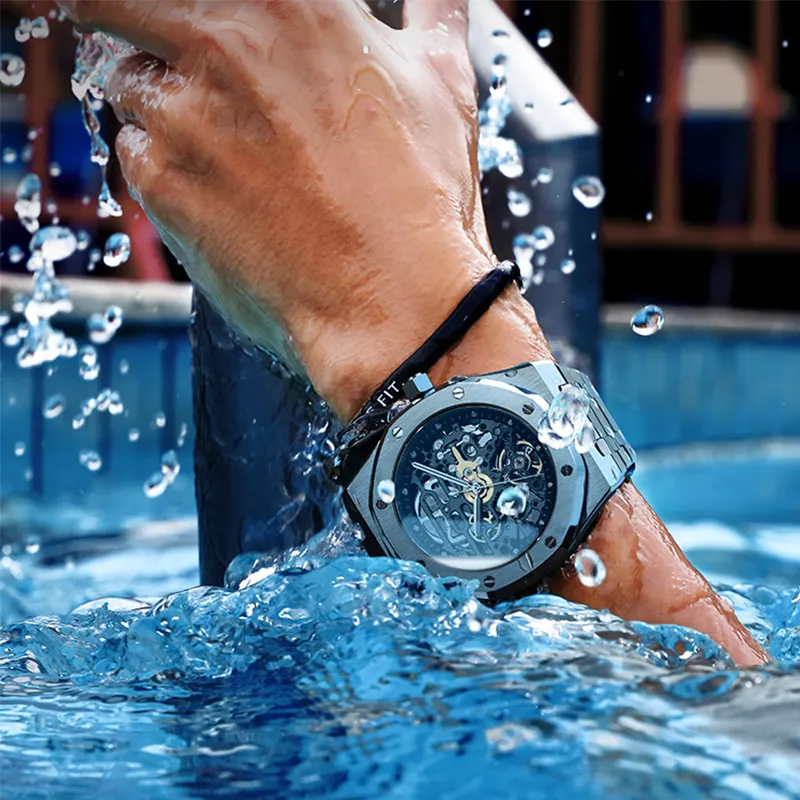 VDEAR High Quality Customizable Luxury Skeleton Watch - Mechanical Movement, 5ATM Stainless Steel 7