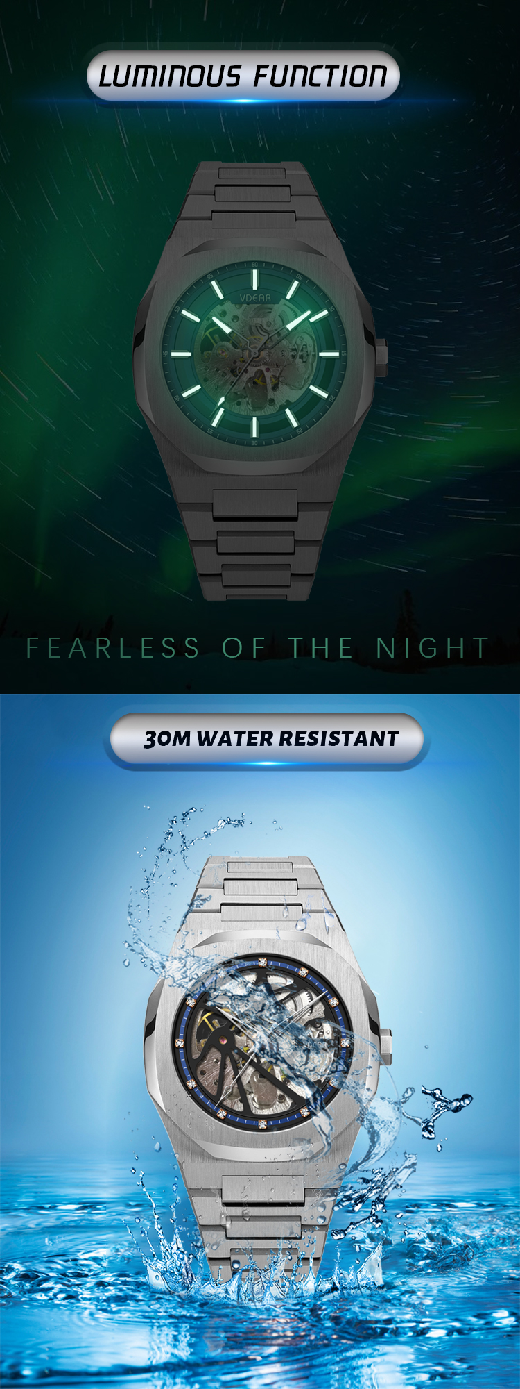 VDEAR Creative Skeleton Waterproof Business Casual Watch Luminous Waterproof Outdoors Personality Watch Manufacturer 10