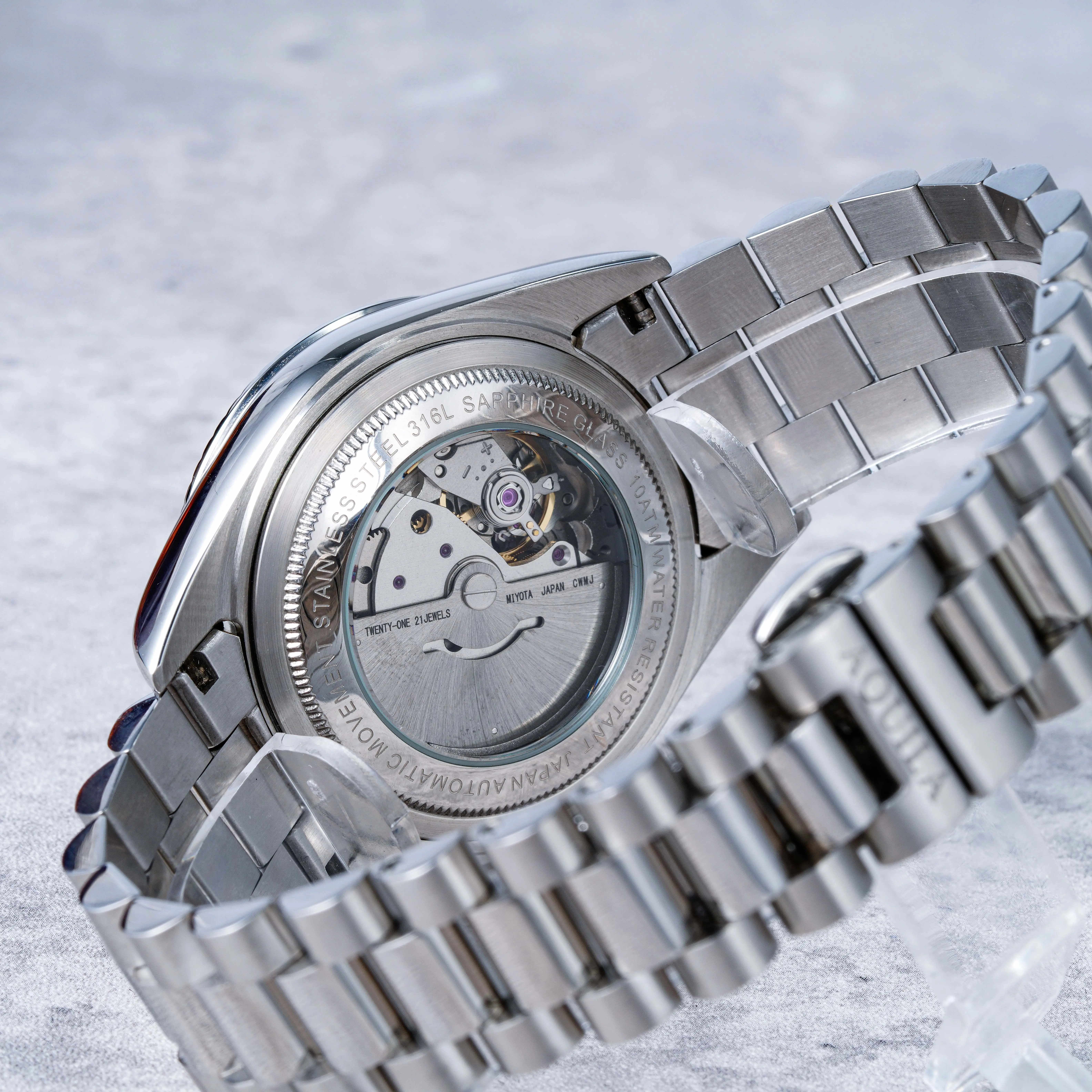 VDEAR Luxury Silver Automatic Watch 6