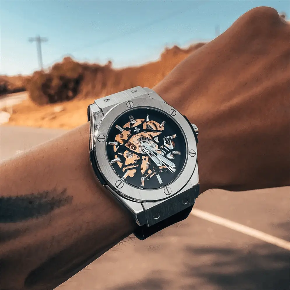 Top Mechanical Watches: Shenzhen ODM Rose Gold Skeleton Automatic Watch 7