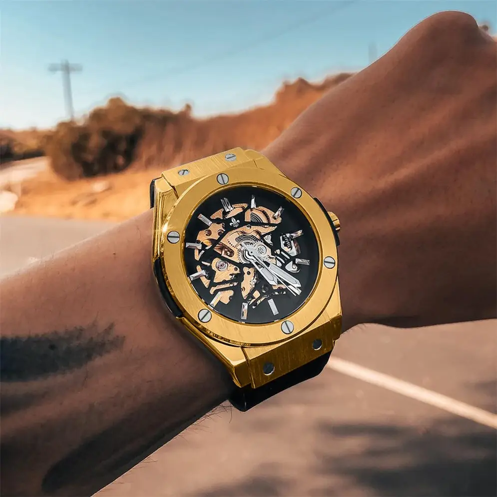 Top Mechanical Watches: Shenzhen ODM Rose Gold Skeleton Automatic Watch 5