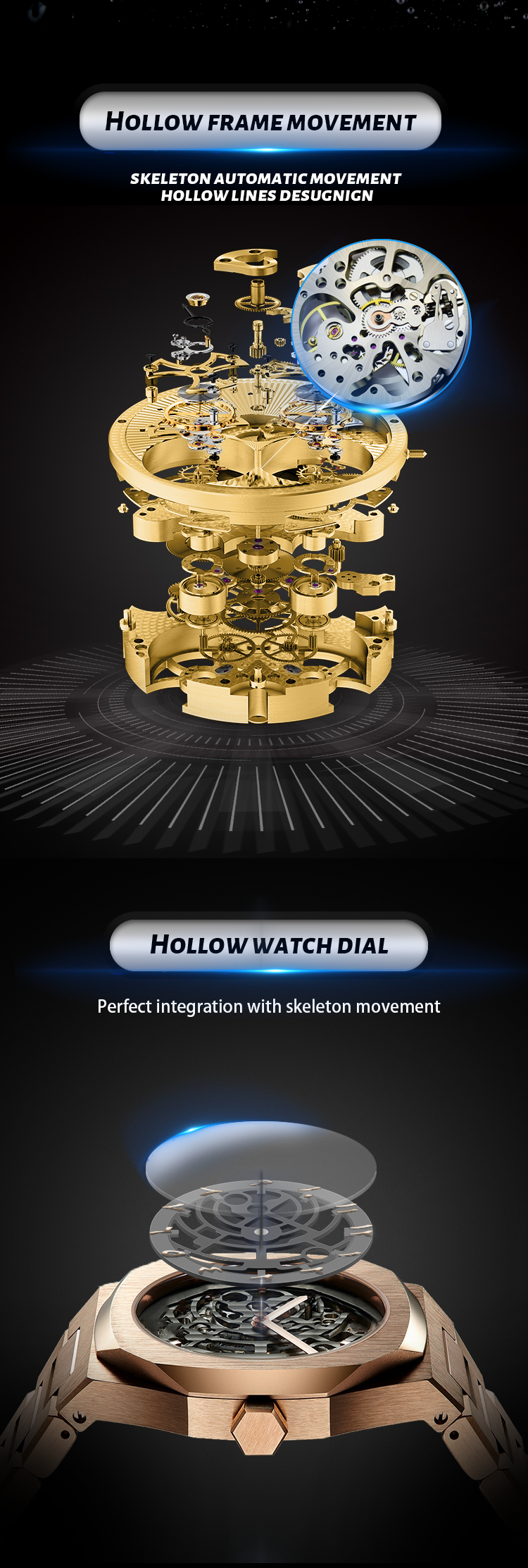 VDEAR - Customizable Luxury Skeleton Men's Watches Water Resistant 30m Mechanical Arabic Ladies Watch New Arrival 11